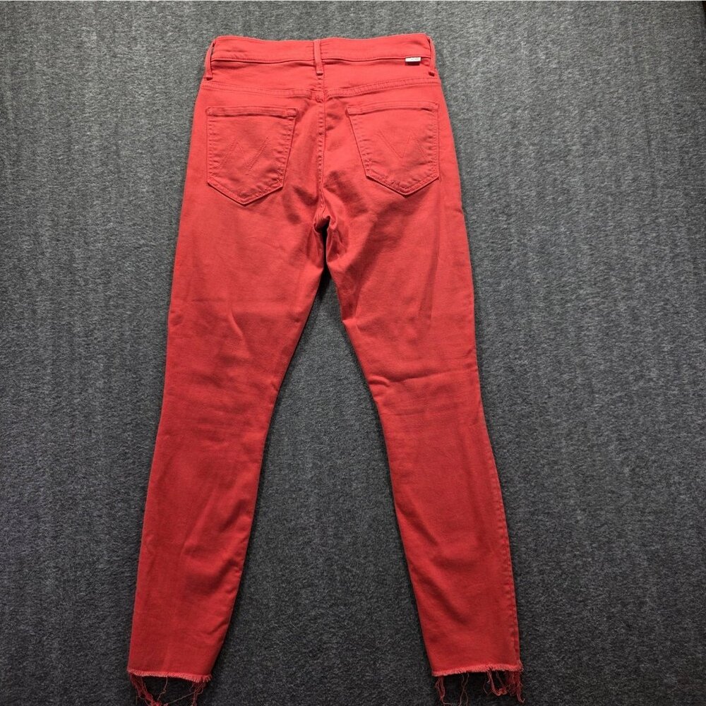 Mother Jeans Womens 27 Red Stunner Ankle Fray High Rise Skinny Button Fly USA - Picture 3 of 12